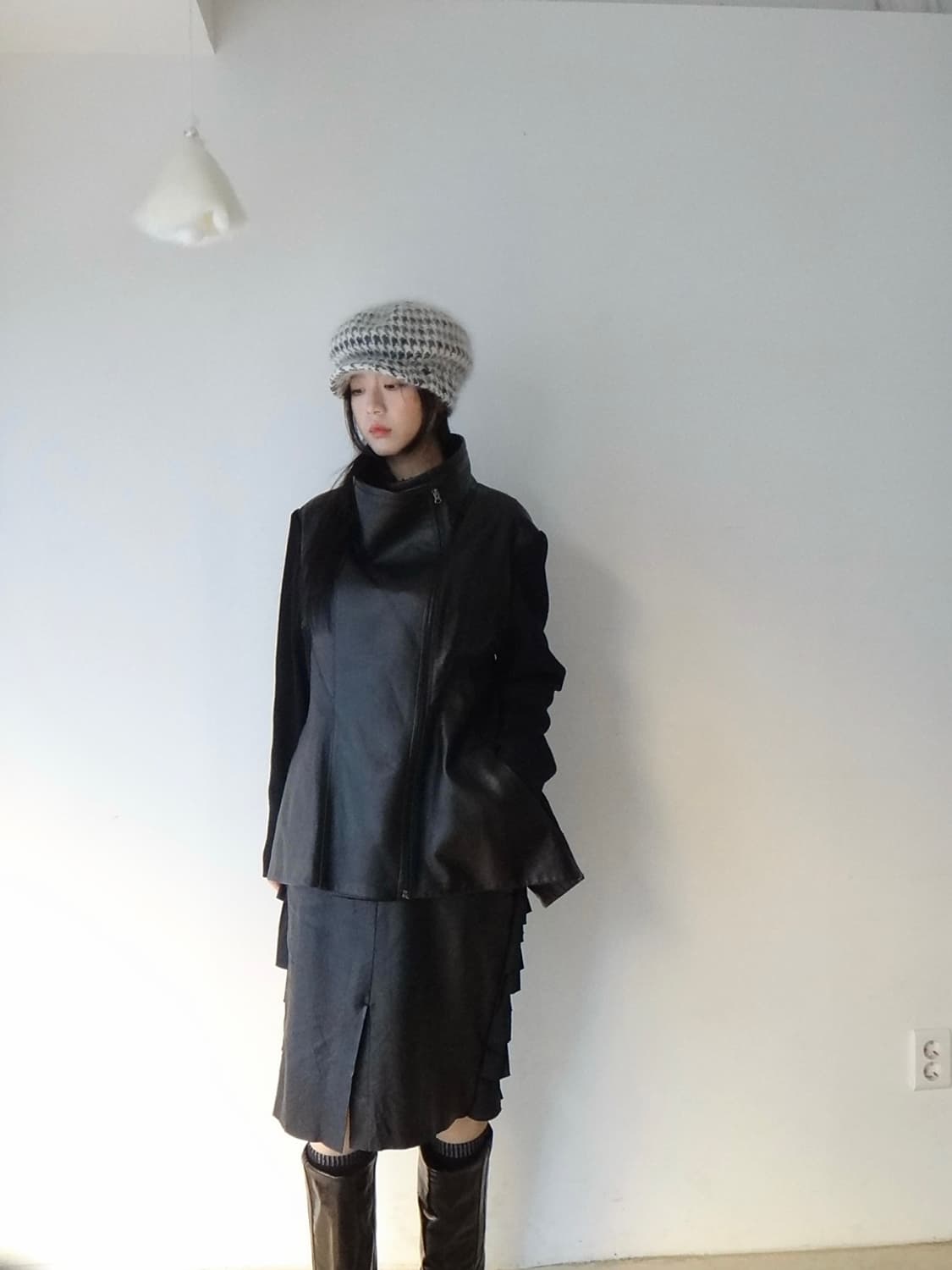 Hound pattern angora hunt cap 상품이미지5