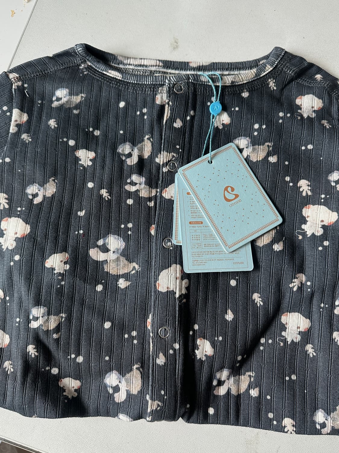 코이세이오 코튼 긴팔 네이비 티셔츠 상품이미지3