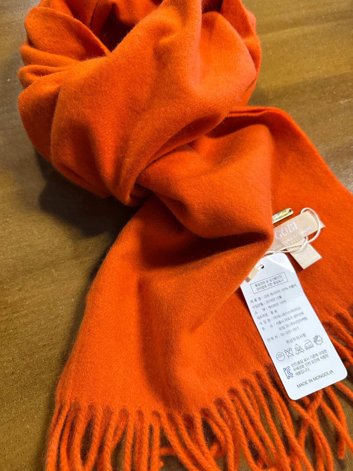 FREE 고비 GOBI 몽골리안 캐시미어 프린지 머플러 오렌지 상품이미지2