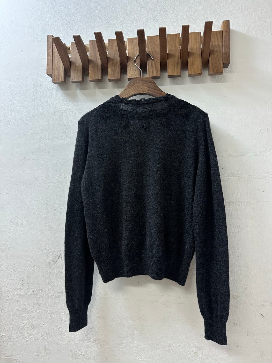 일본빈티지 ZIDDY concept 비즈 레이스 장식 차콜 그레이 카디건 상품이미지5