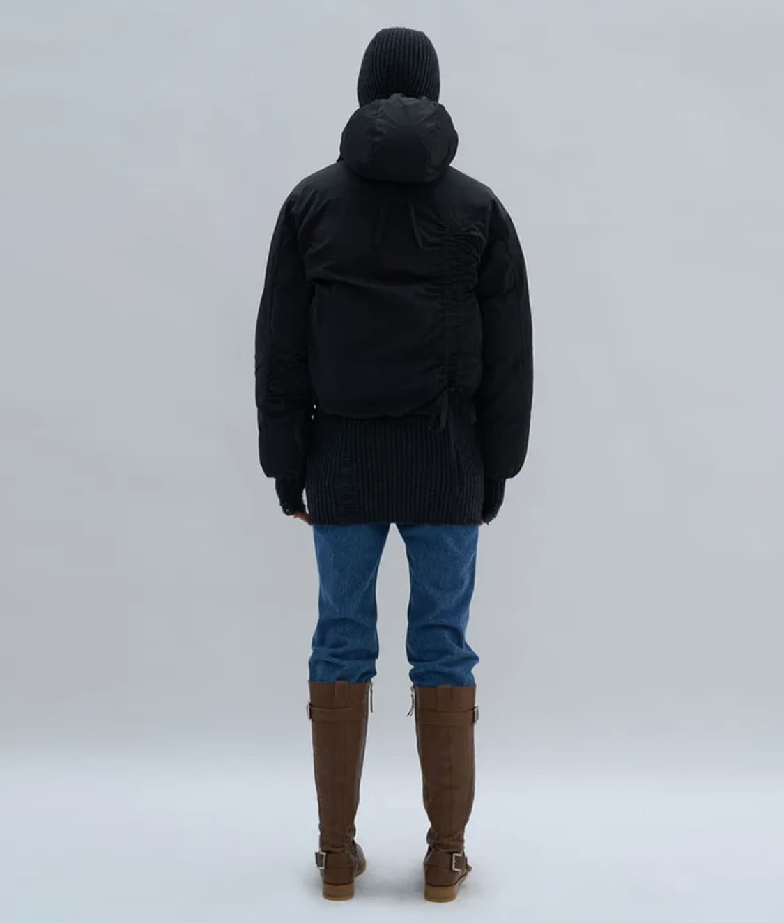 파르티멘토 리버시블 셔링 후디드 푸퍼 자켓 블랙 상품이미지3