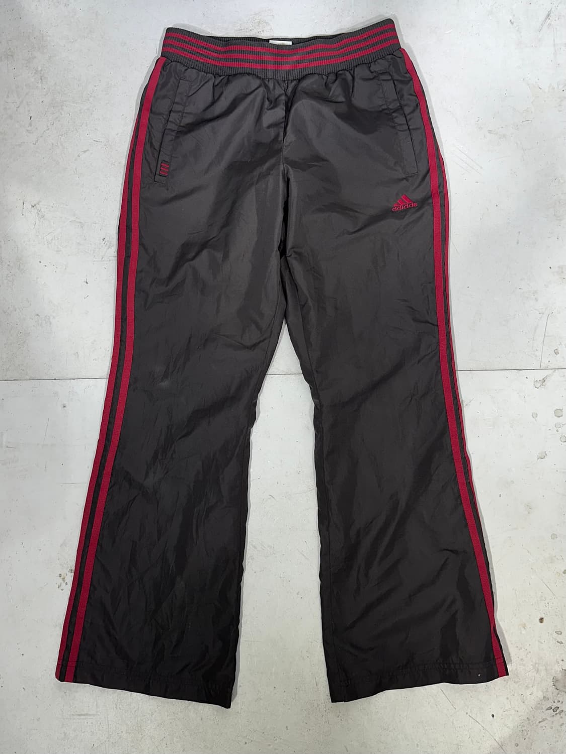 아디다스 브라운 트랙 부츠컷 와이드 레드 삼선 트레이닝 팬츠 S 상품이미지4