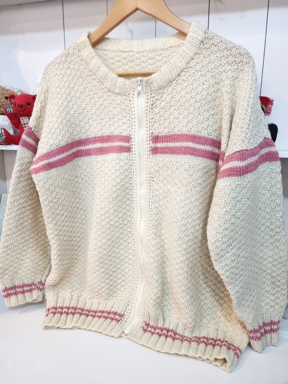 핸드메이드(Handmade) 딸기우유+밀크티 니트 집업 가디건 상품이미지4