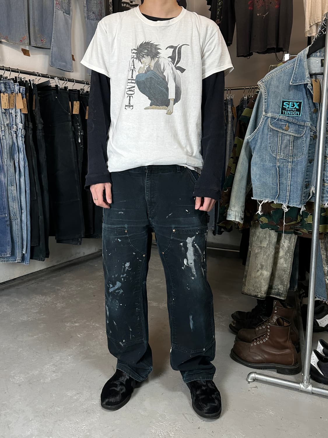 OG USA 칼하트 B01 더블니 블랙 칼하트 썩블니 워크팬츠 상품이미지4