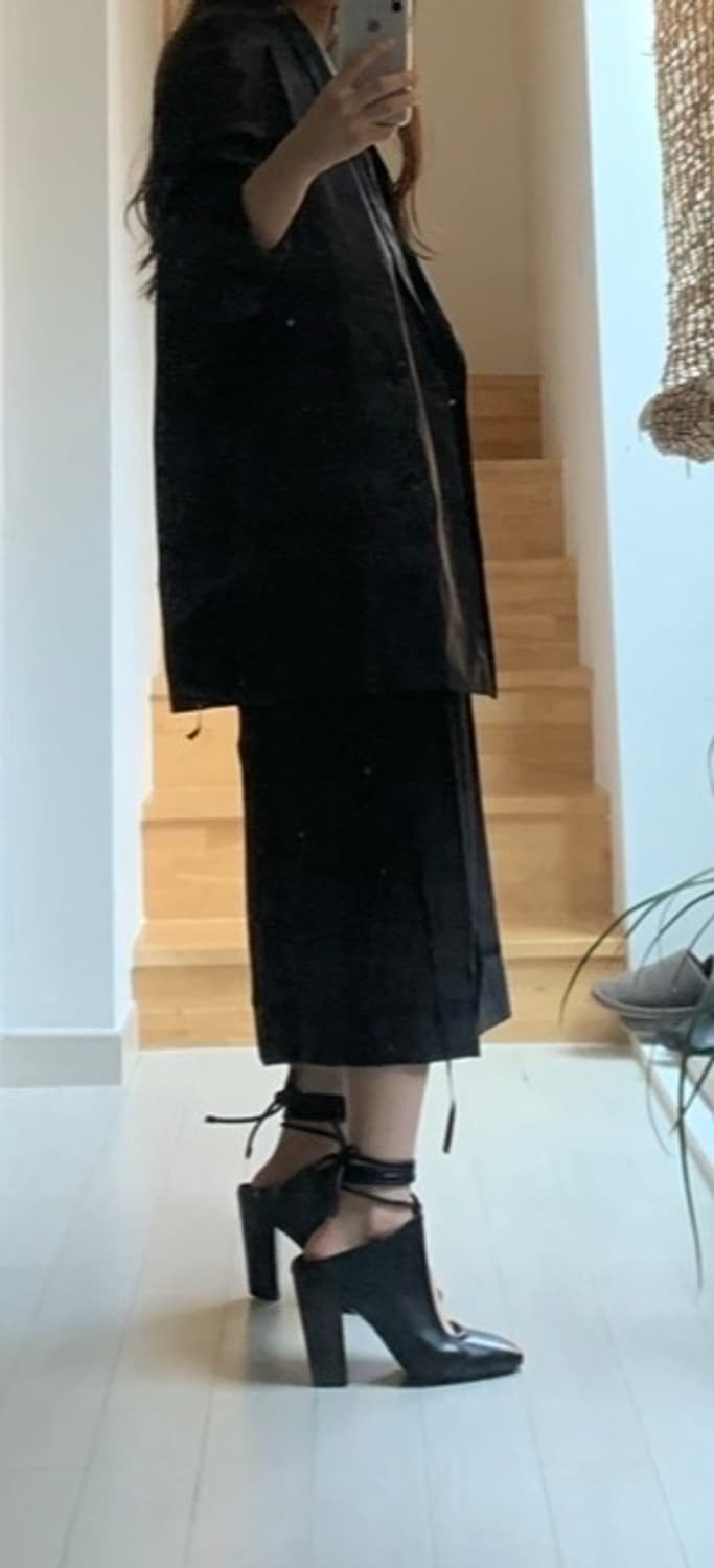 Lemaire 더블 브레스티드 코티드 코튼 블랙 자켓 상품이미지2
