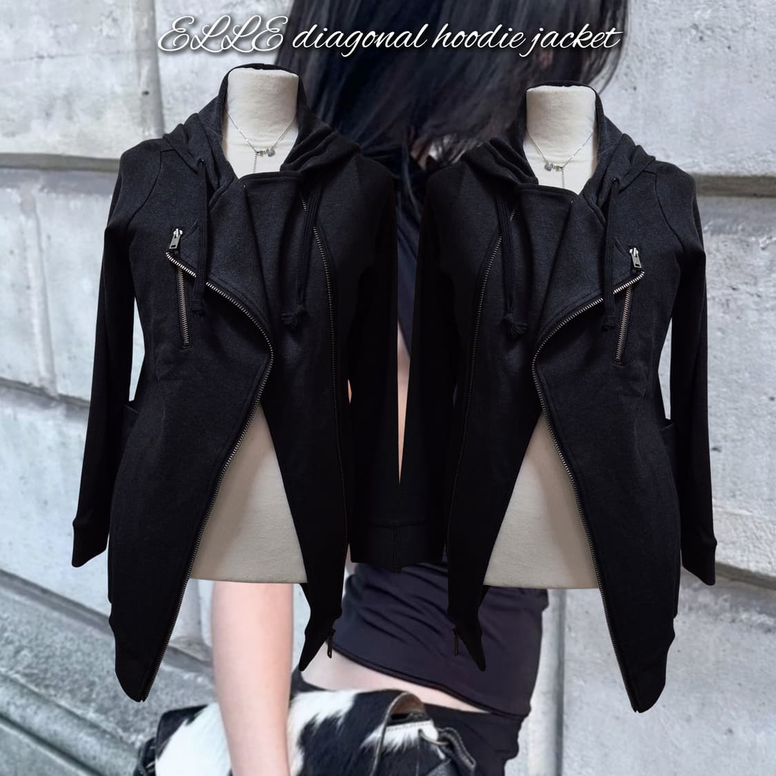 ELLE diagonal hoodie jacket 상품이미지1