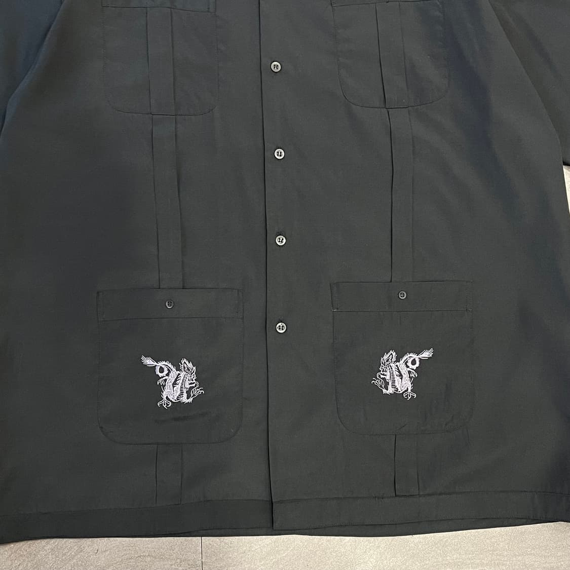 빈티지 쿠바 자수 구아야베라 반팔 블랙 셔츠 상품이미지4