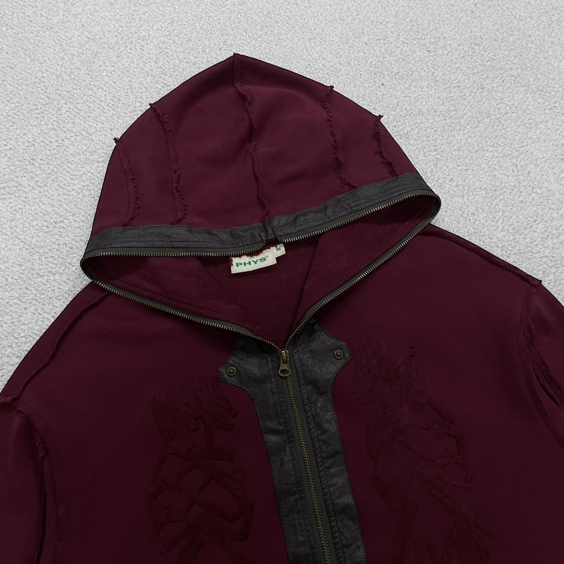 Phys 재패니즈 빈티지 펑크 풀 후드집업 버건디 상품이미지3