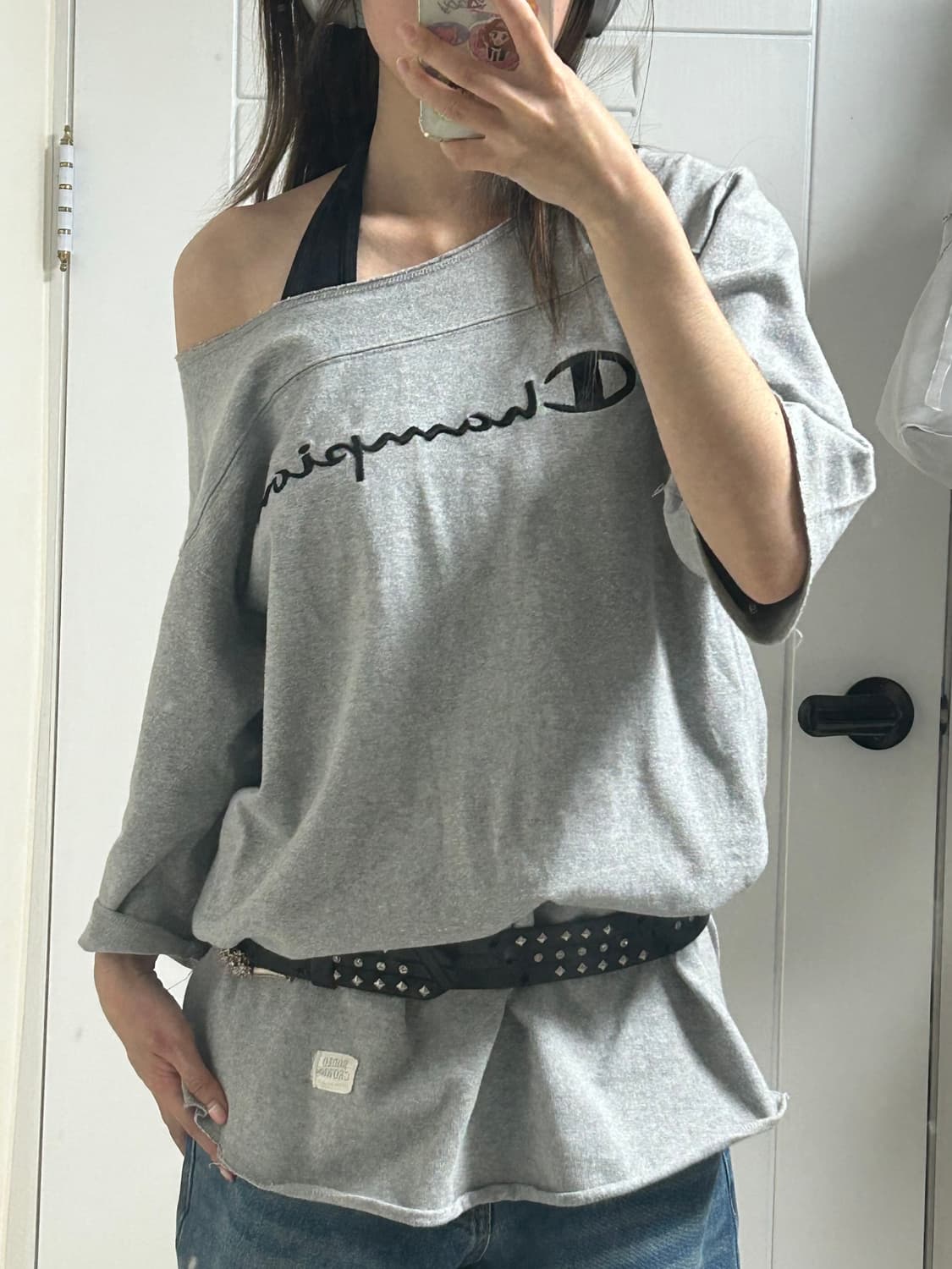 챔피온 원숄더 롱티 원피스 상품이미지2