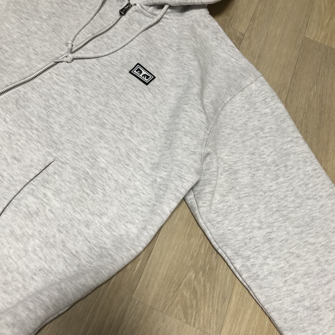 (L) 오베이 OBEY 1% 멜란지 그레이 후드 집업 후드티 상품이미지6