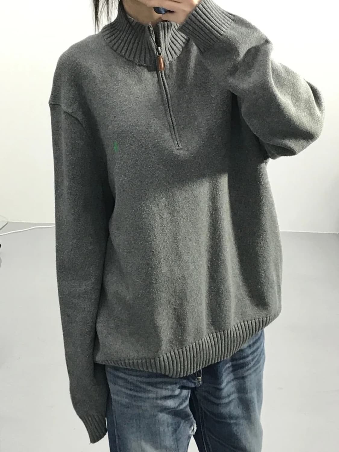 폴로 랄프로렌 그레이 반집업 니트 상품이미지3