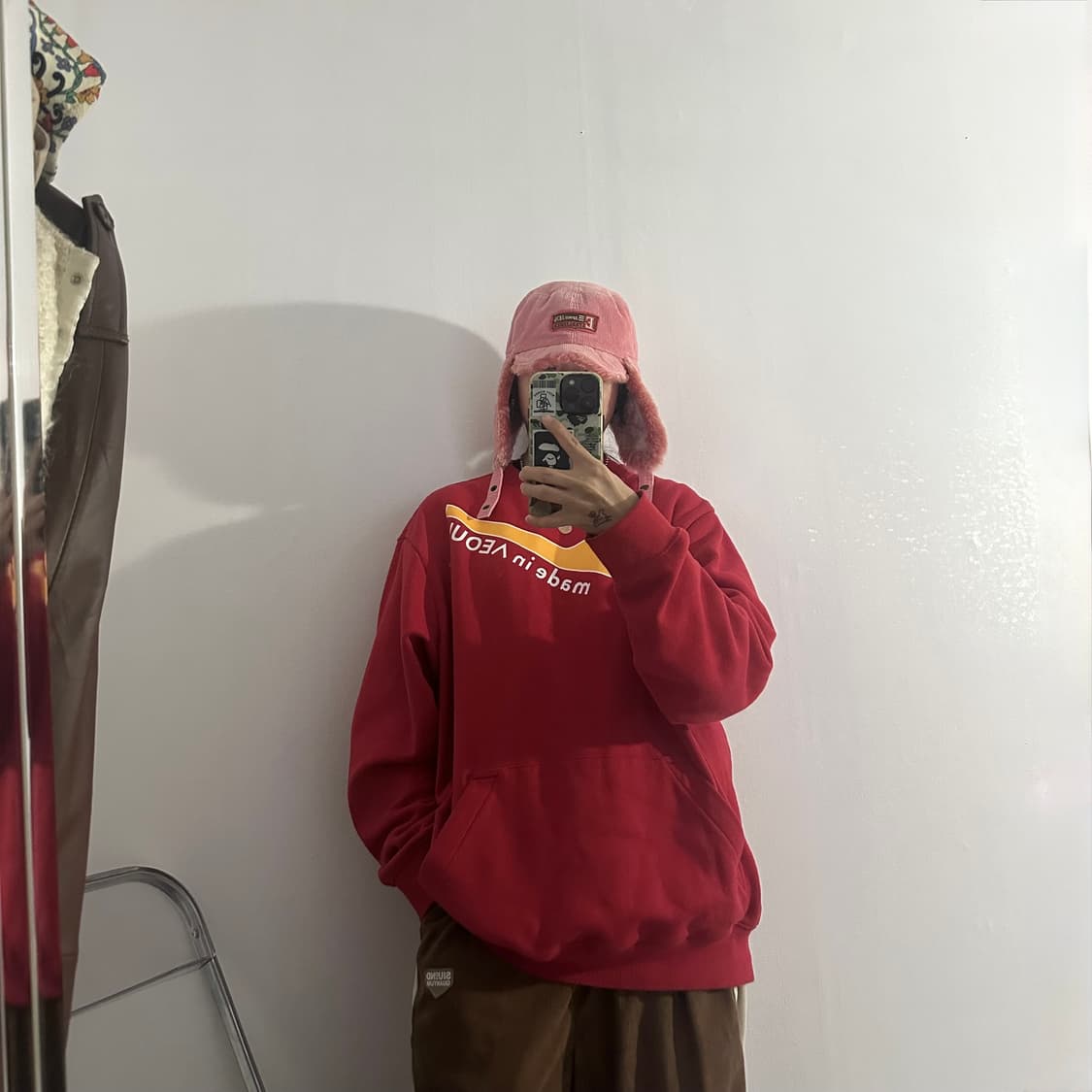 빈티지 핑크 코듀로이 트루퍼햇 상품이미지2