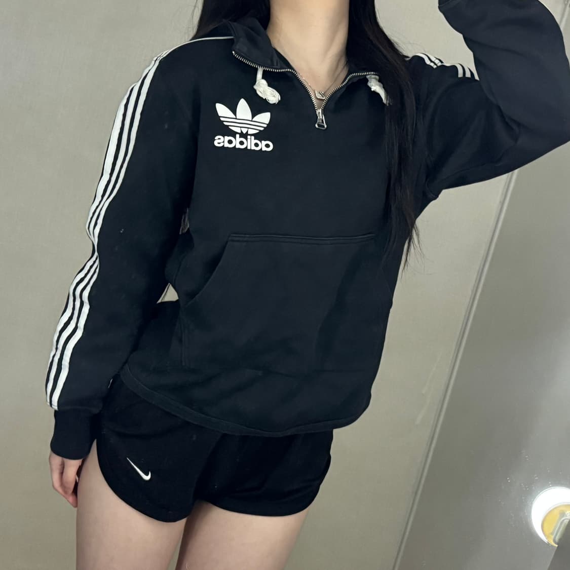 아디다스 빅파이어버드 로고 반집업 후드티 상품이미지1