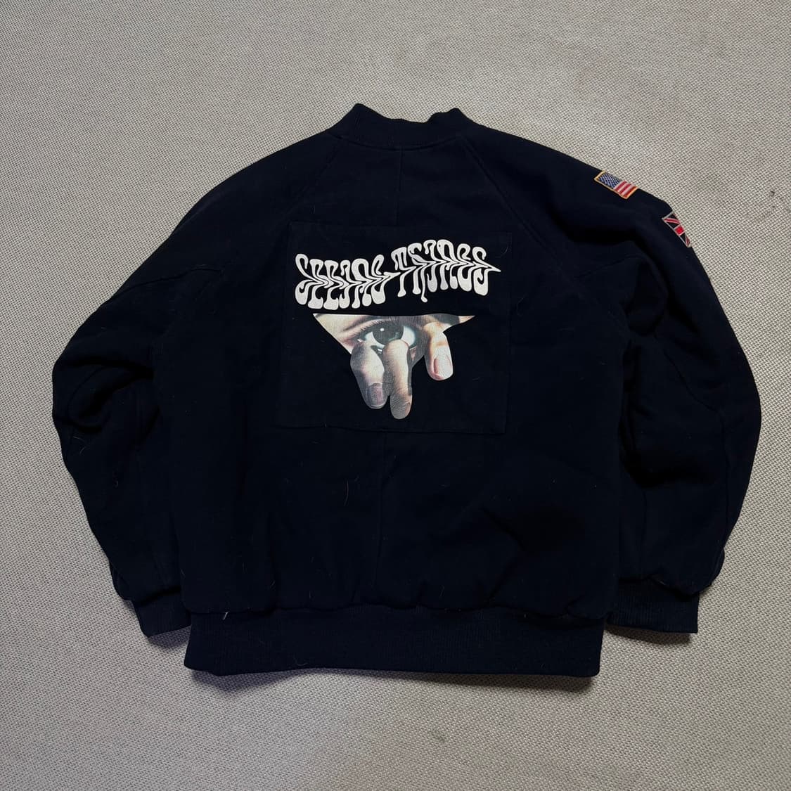 LBSM 국기 패치 블랙 바시티 자켓 상품이미지5