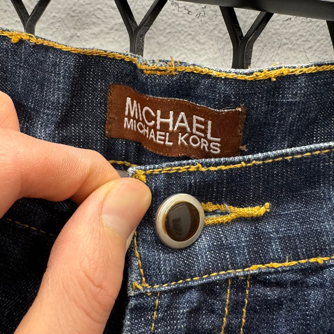 90s 마이클 코어스 데님 팬츠 후면 패치 포인트 다크 인디고 상품이미지6