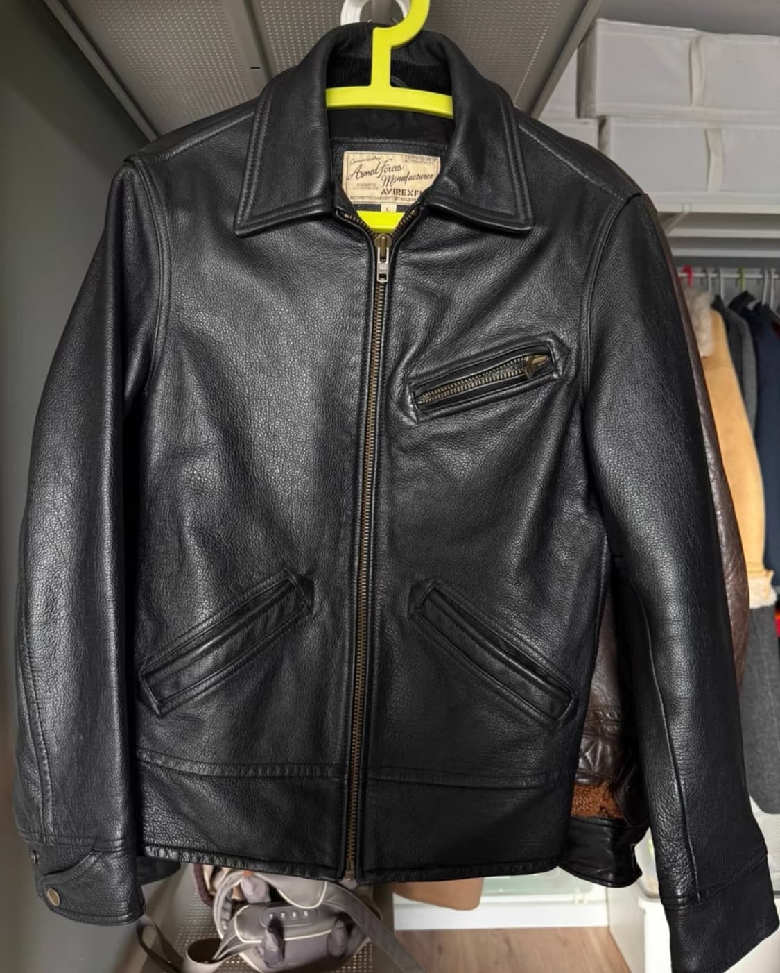 [AVIREXFLY] 아메리칸 레트로 카우하이드 칼라 레더 자켓 상품이미지1