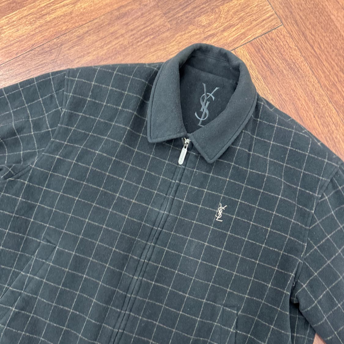 100 YSL 입셍로랑 90s 체크 모직 자켓 상품이미지4