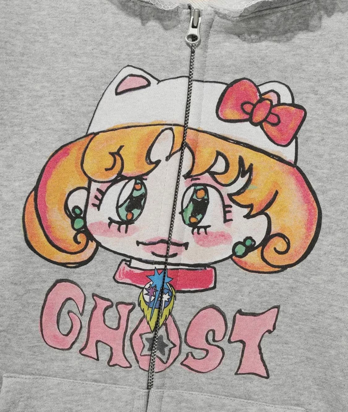 나이스고스트클럽 고스트소울걸 캣 레이스 후드집업 그레이 M 상품이미지5