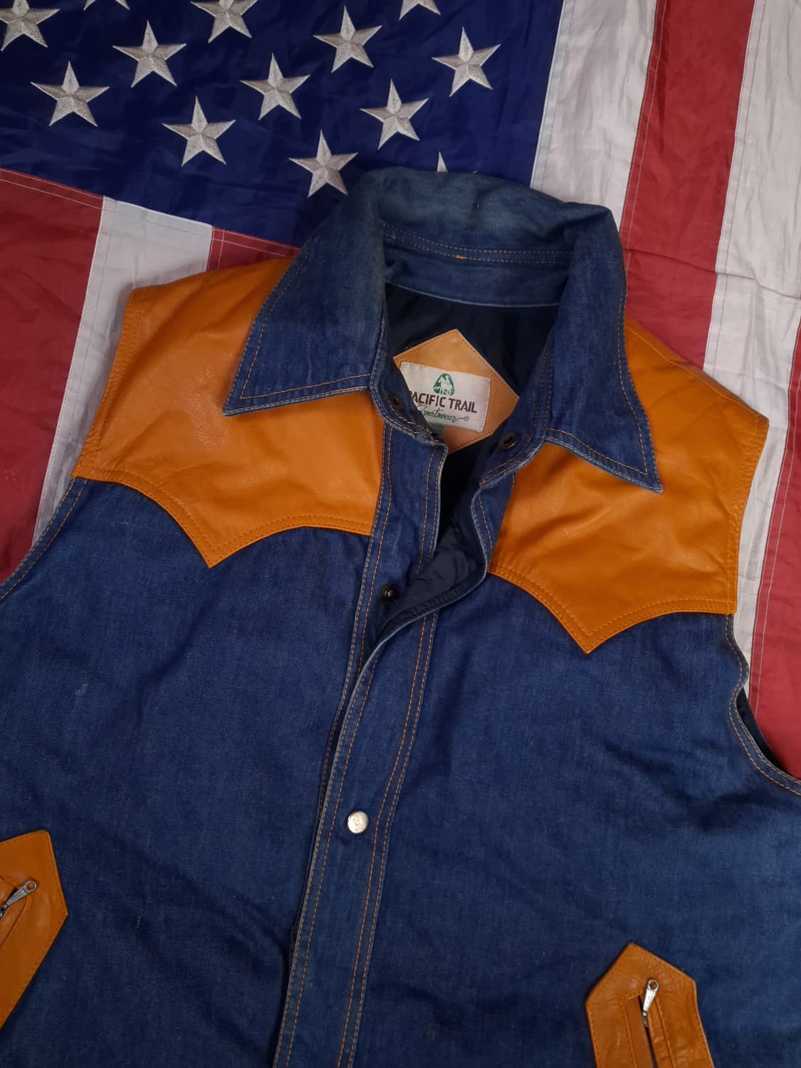 오리지날 70's 퍼스픽트레일 데님 웨스턴 다운 베스트 상품이미지2