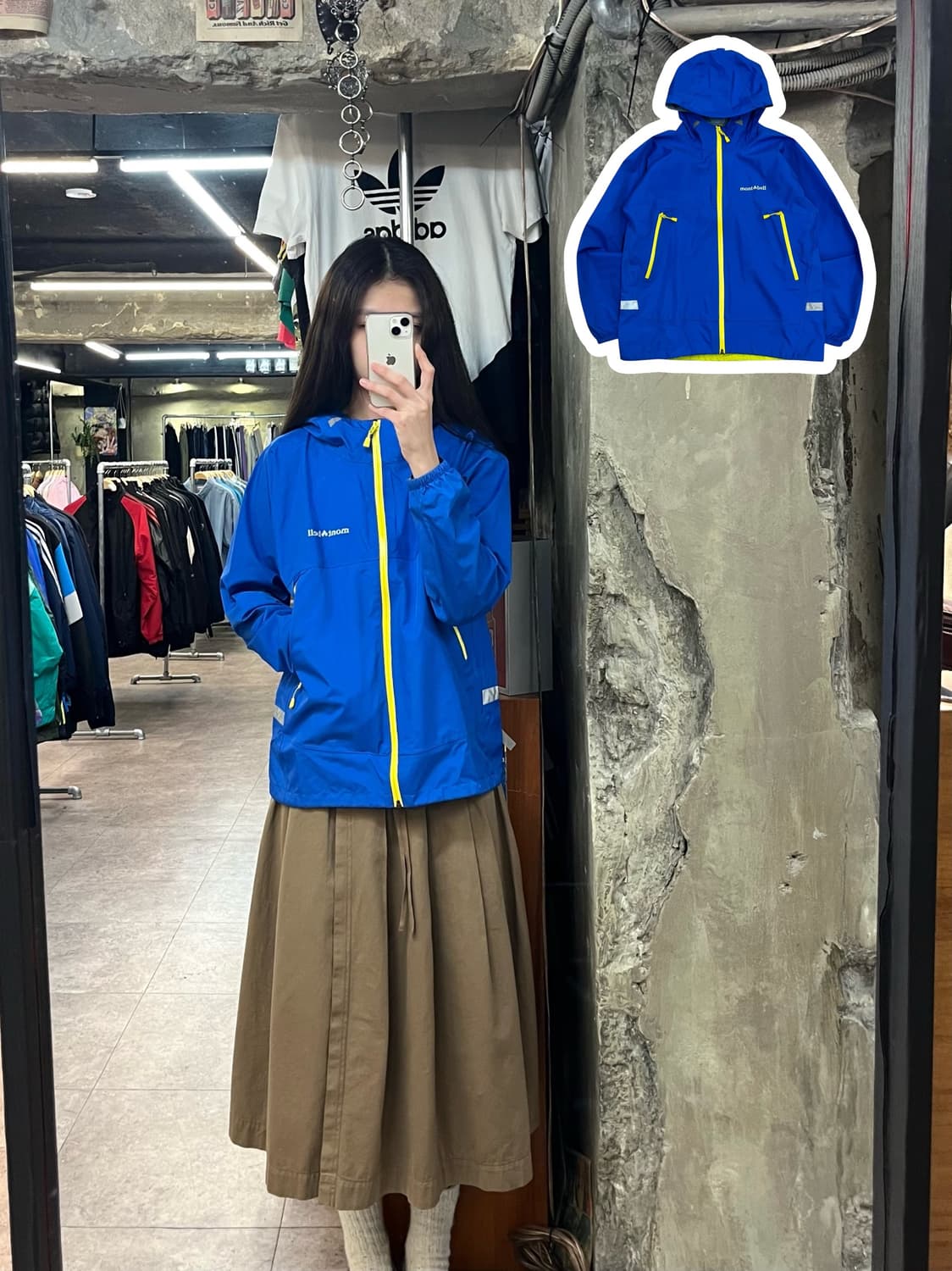 몽벨 후드 바람막이 자켓 블루 키즈 160 #csz2842 상품이미지1