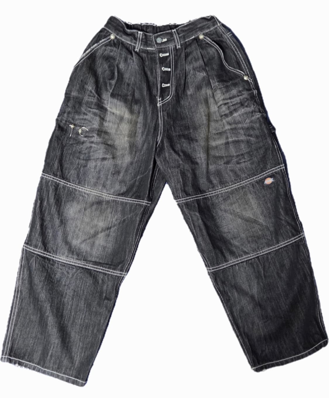 떠그클럽 X 디키즈 더블니 워시드 데님 팬츠 블랙 2 상품이미지1