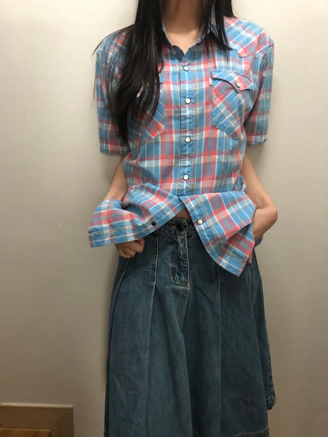 빈티지 리바이스 파스텔 체크 셔츠 상품이미지1
