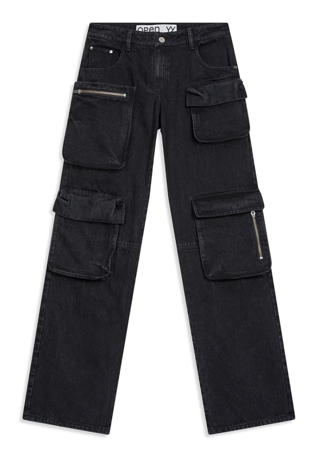 오픈와이와이 카고 포켓 진 블랙 2사이즈(기장만줄임) 카리나 닝닝 바지 상품이미지7