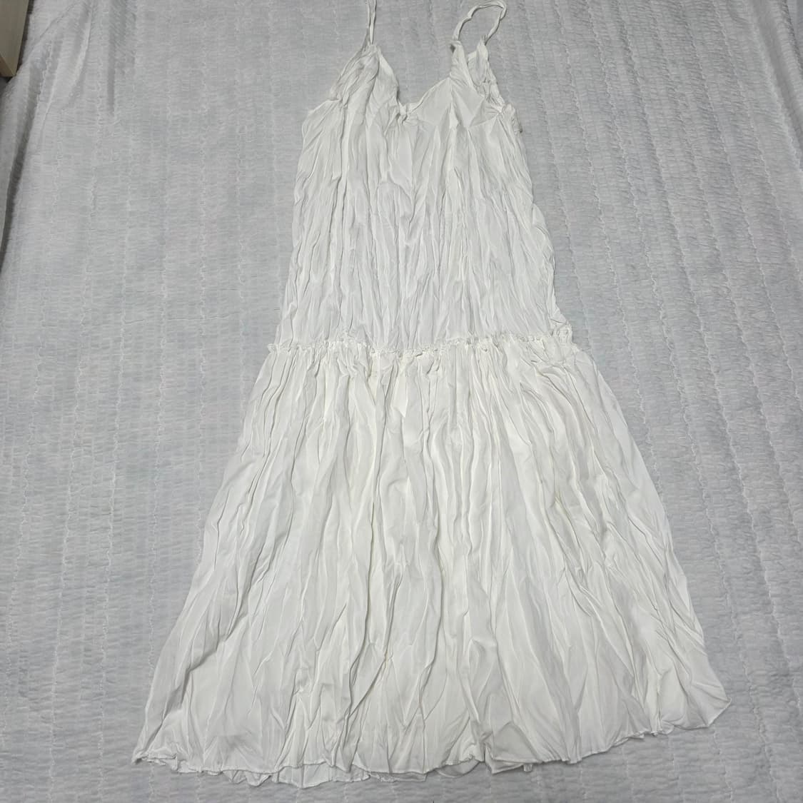 빈티지)레이어드 모리걸st 화이트 캉캉 프릴 여름휴양지 민소매 롱원피스 상품이미지1