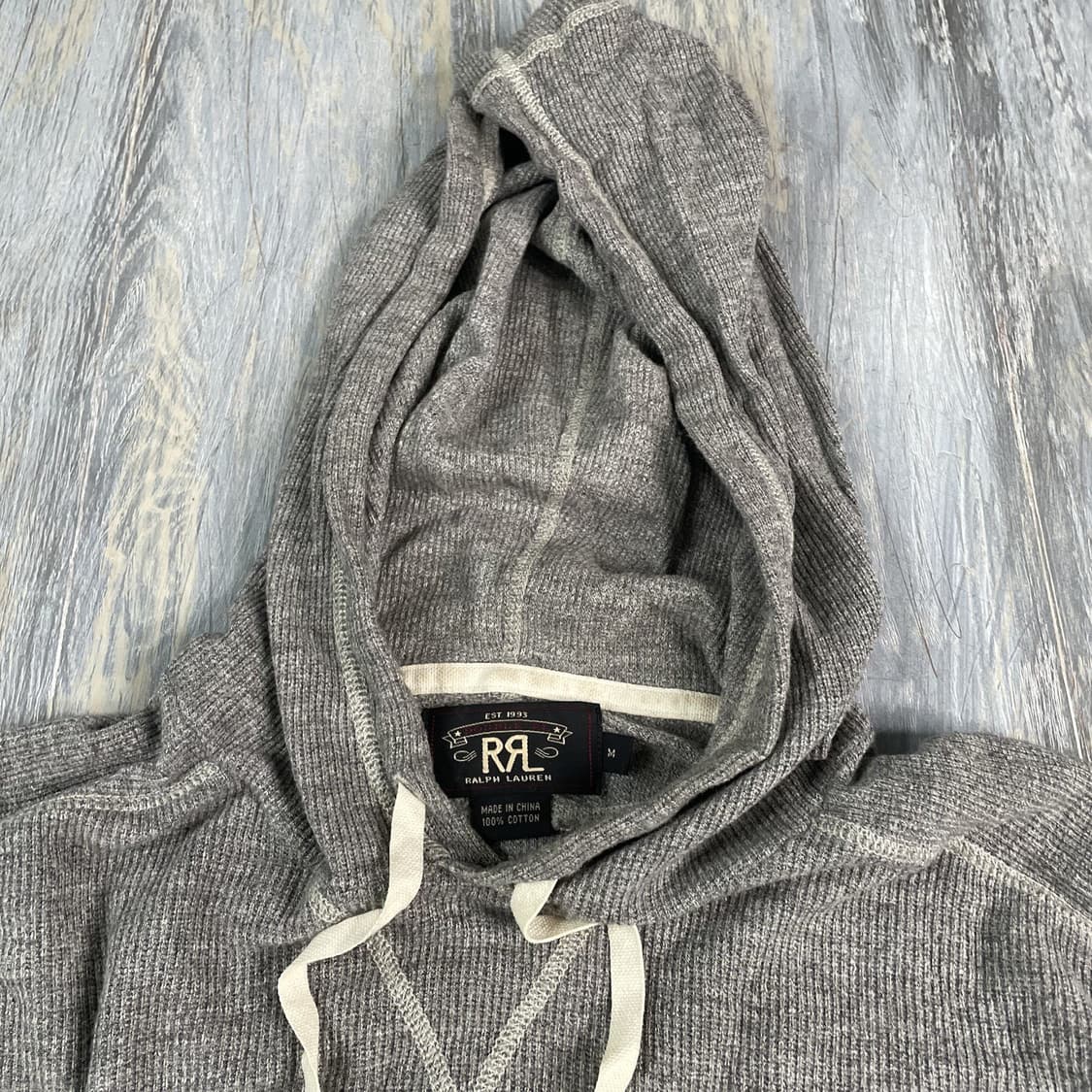 90s RRL 더블알엘 와플 니트 후드티 그레이 상품이미지2