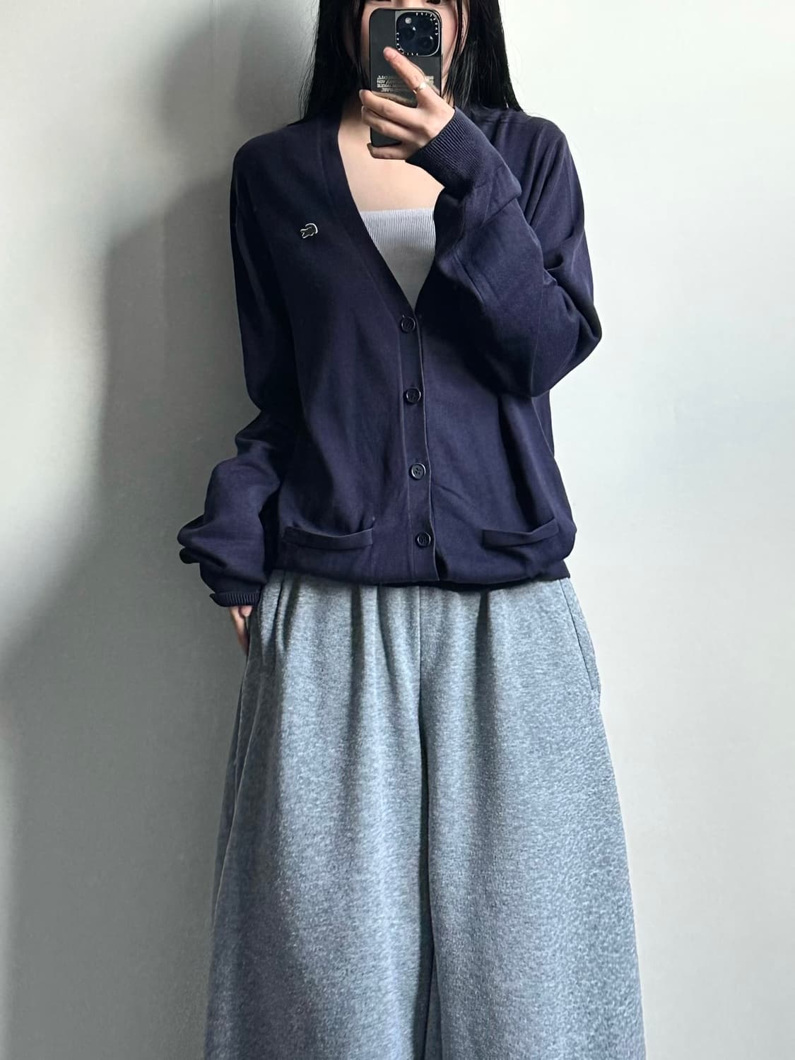 라코스테 자수로고 네이비 니트 가디건 상품이미지1