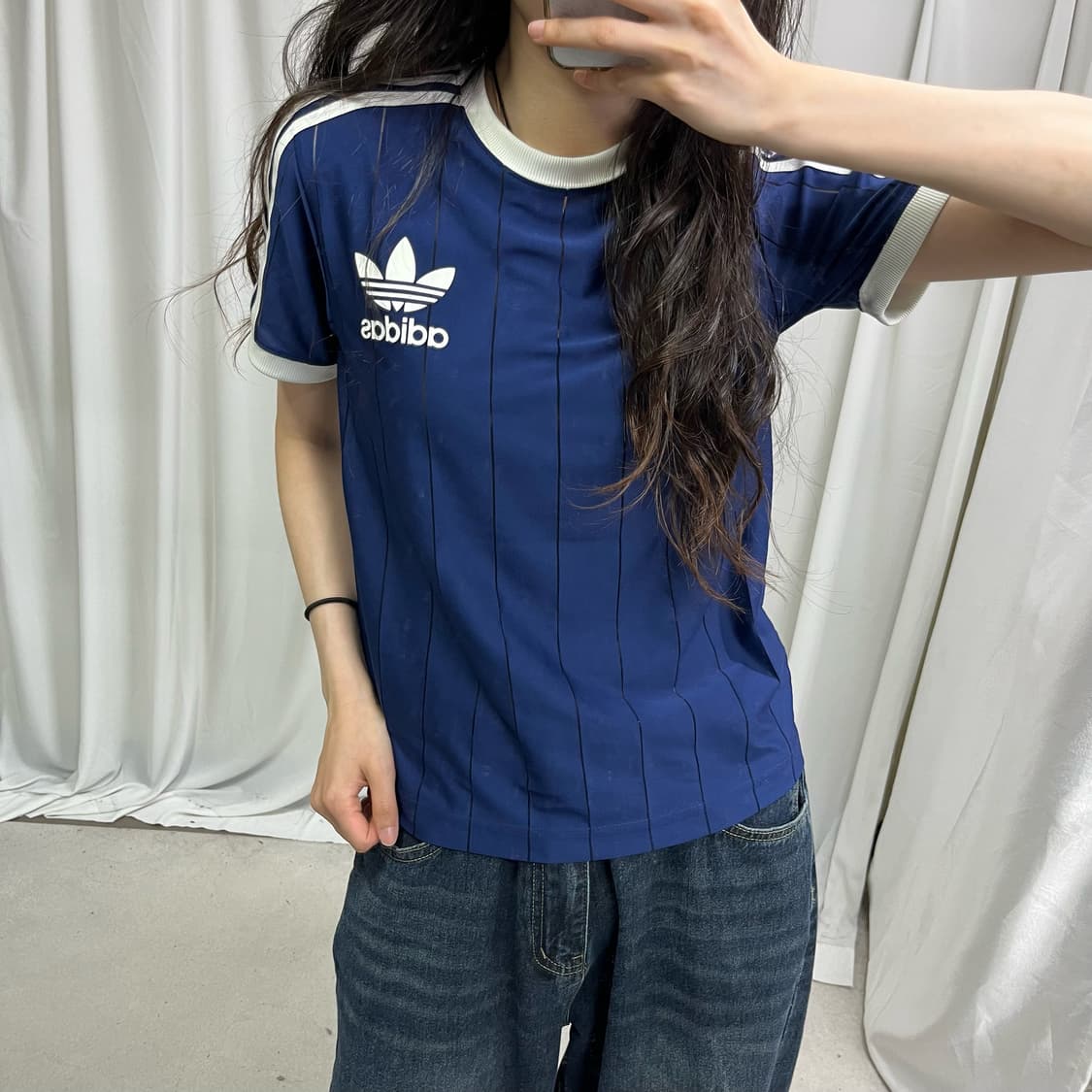 Adidas navy 3S linger T-shirts 상품이미지3