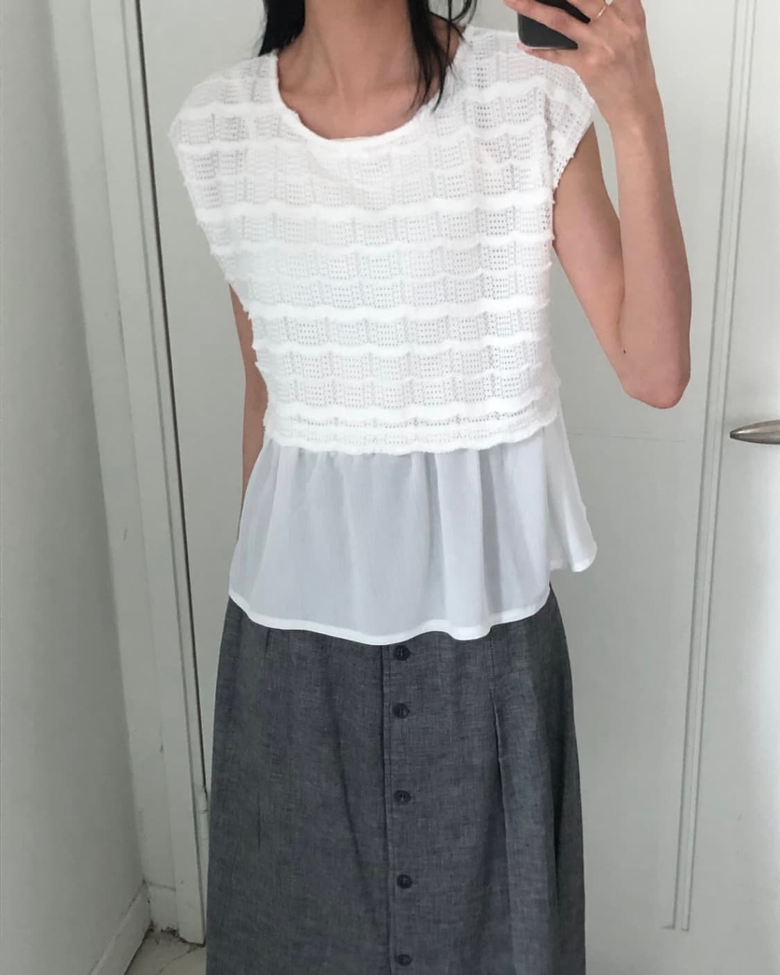 일본빈티지 화이트 슬리브리스 상품이미지3