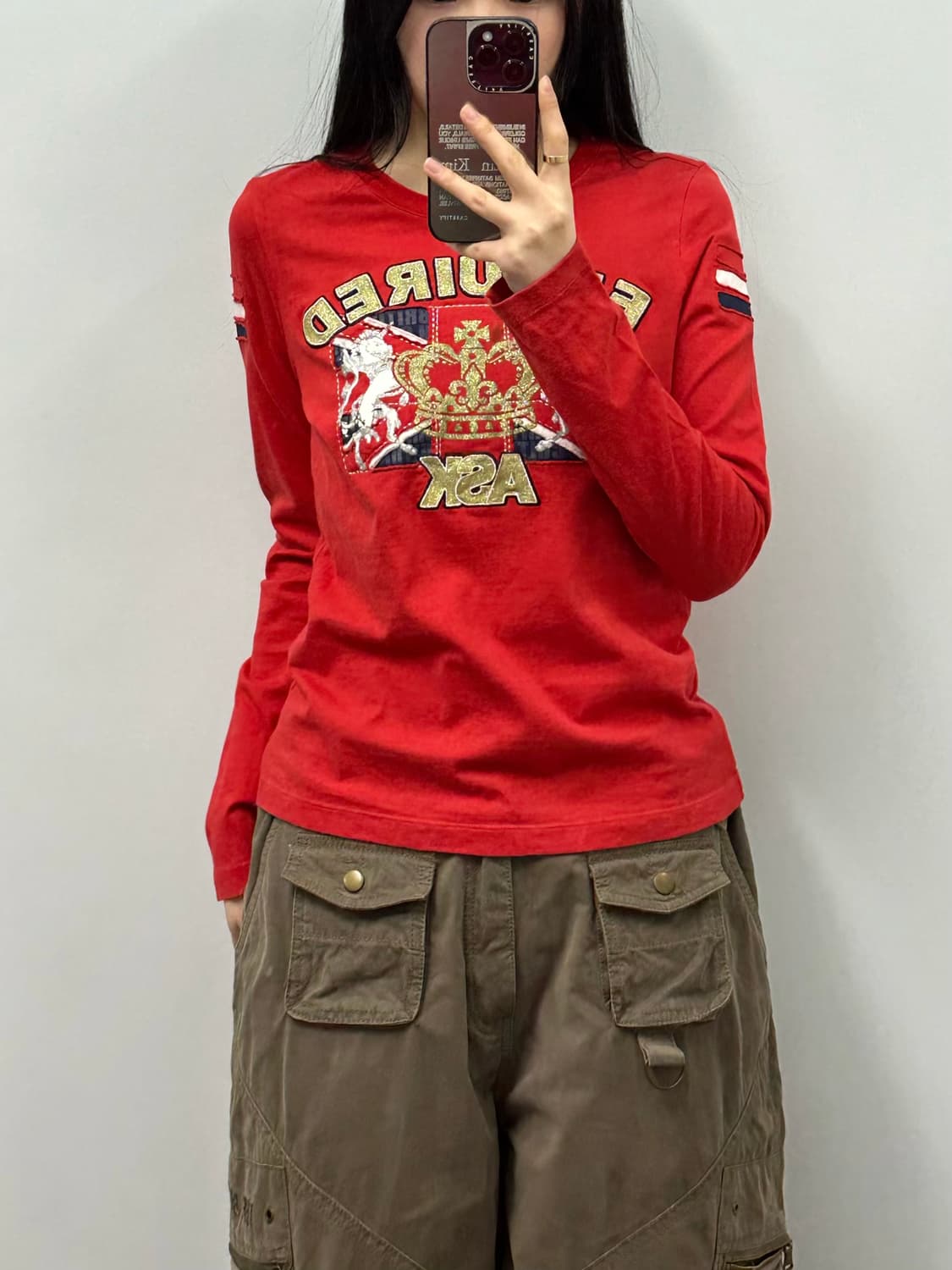 Ask  y2k 와투케 레드 롱 슬리브 상품이미지1