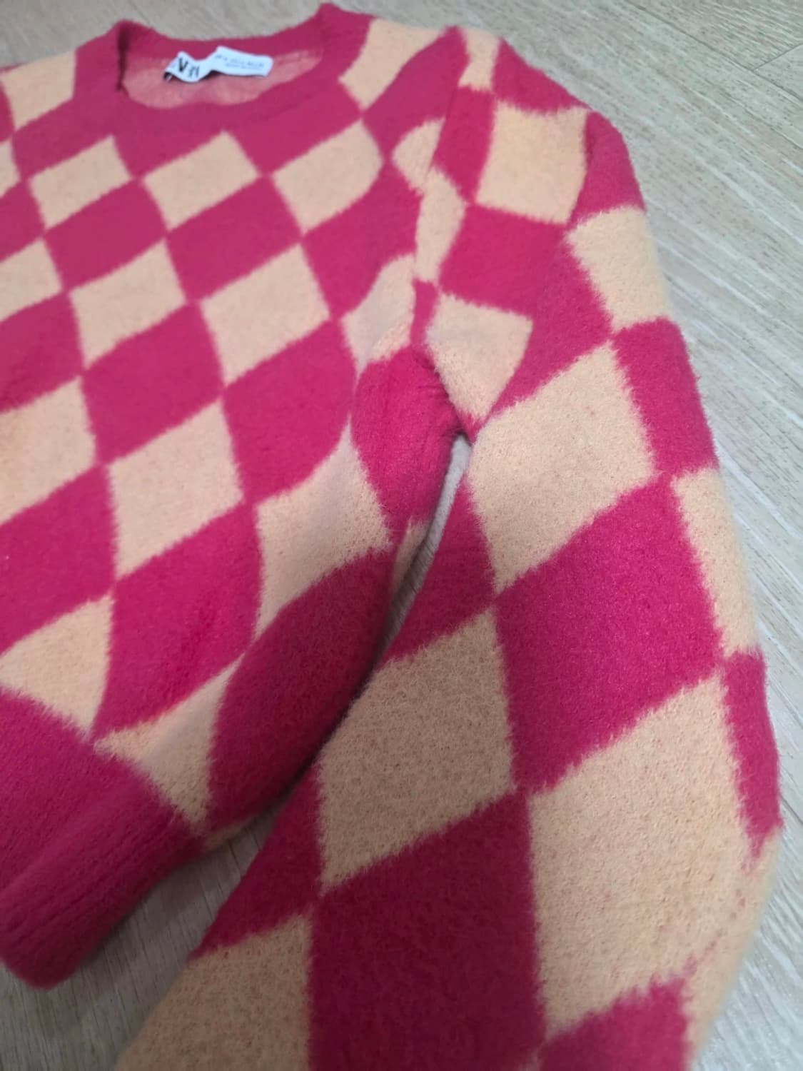 자라 아가일 크롭 니트 스웨터 S 상품이미지5