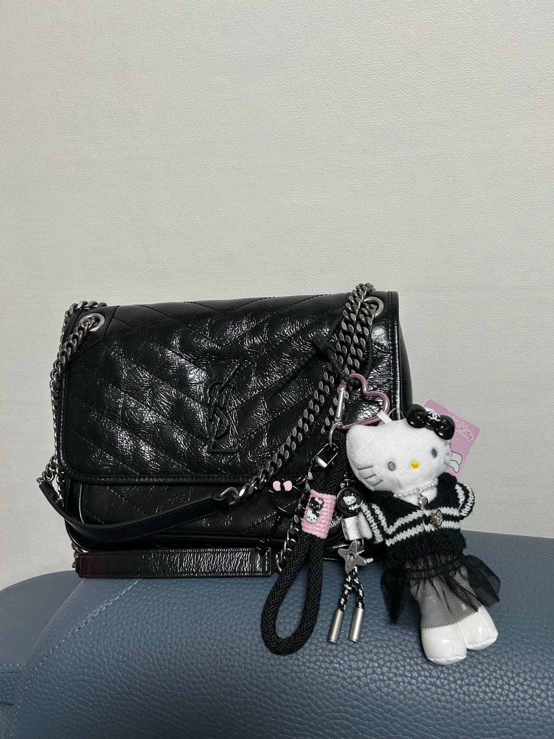 (14)롱다리키티 커스텀키링-🖤 블랙 스트라이프 튜튜 키티  상품이미지2