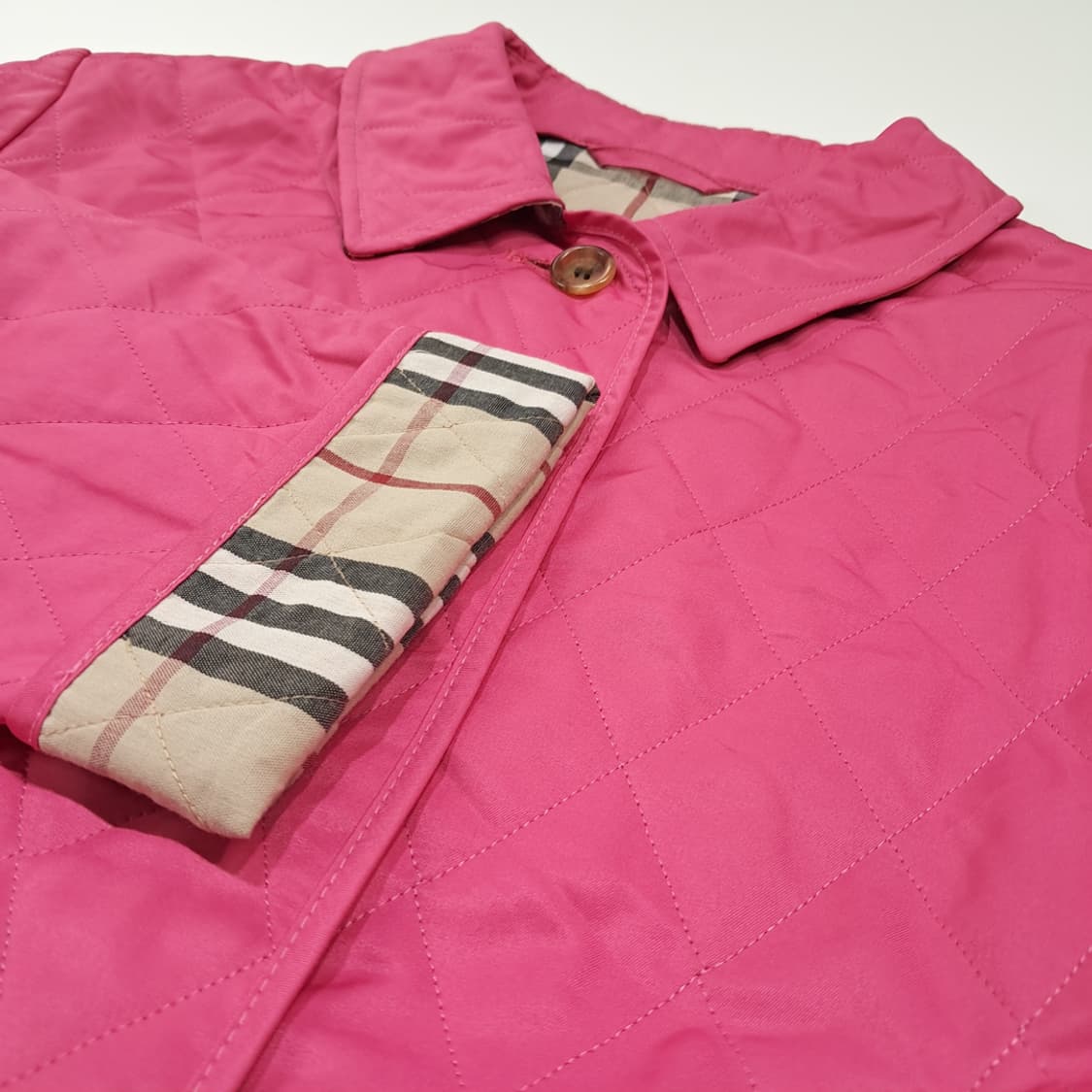 CL904 M 버버리 90s 영국판 퀼팅 노바체크 핑크 자켓 아우터 상품이미지7