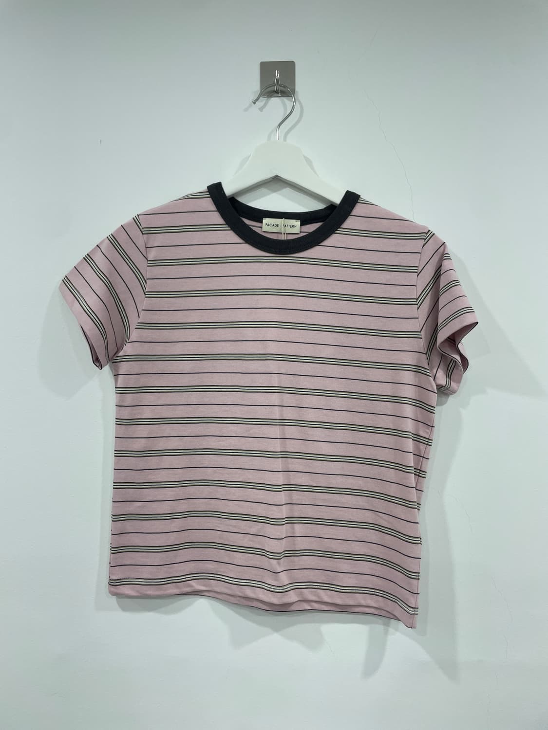 [S] 파사드패턴 스트라이프 크롭 티셔츠 상품이미지2