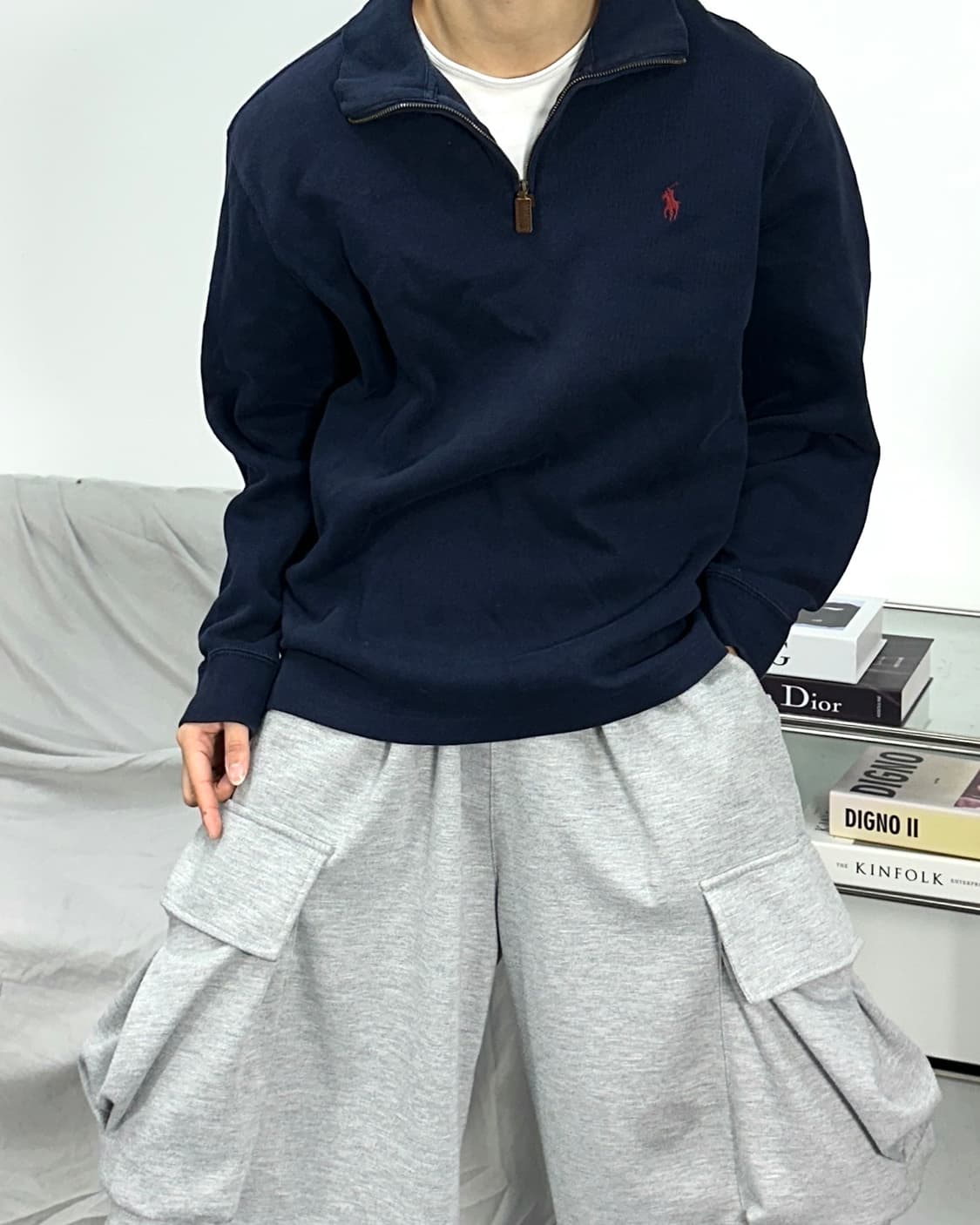 폴로 랄프로렌 네이비 니트 하프집업 L 상품이미지2