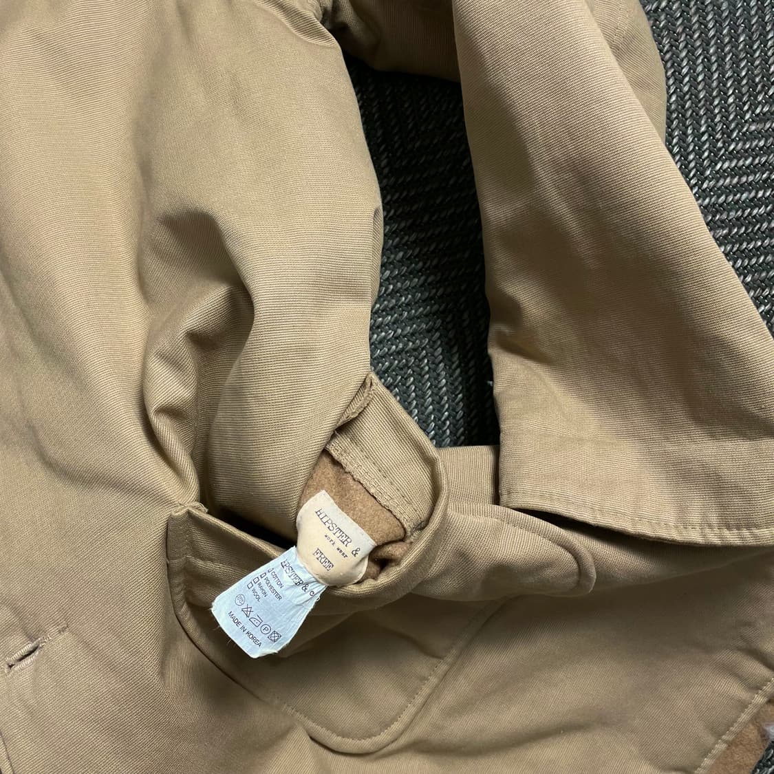 hipster&co 베이지 미니멀 혼방 헤비 웨이트 워크 코트y 4955 상품이미지7