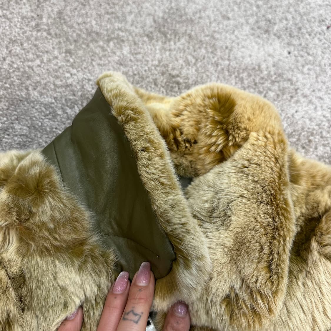 빈티지 카키 램스킨 렉스 퍼자켓(집업)M-L 상품이미지9