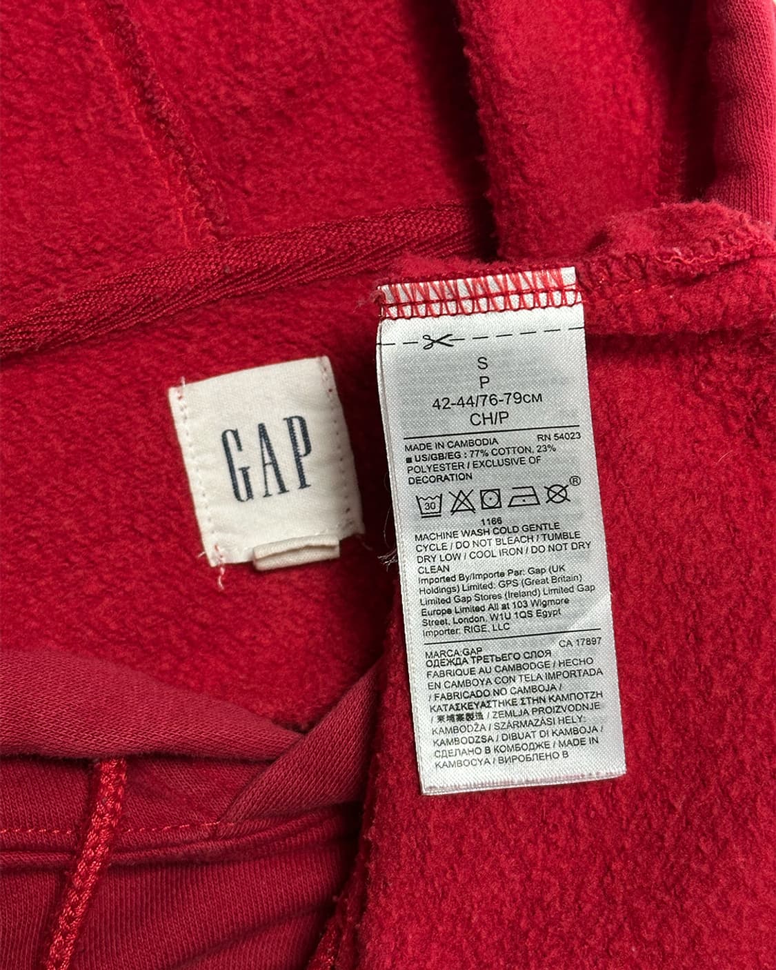 갭 기모 후드티 레드 상품이미지4