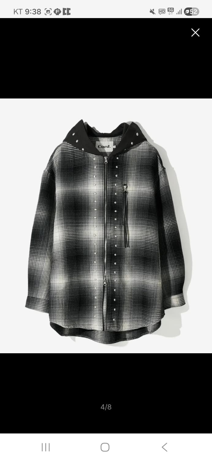 [ L ]코드 지퍼 포켓 후디드 스터드 셔츠 블랙 상품이미지4