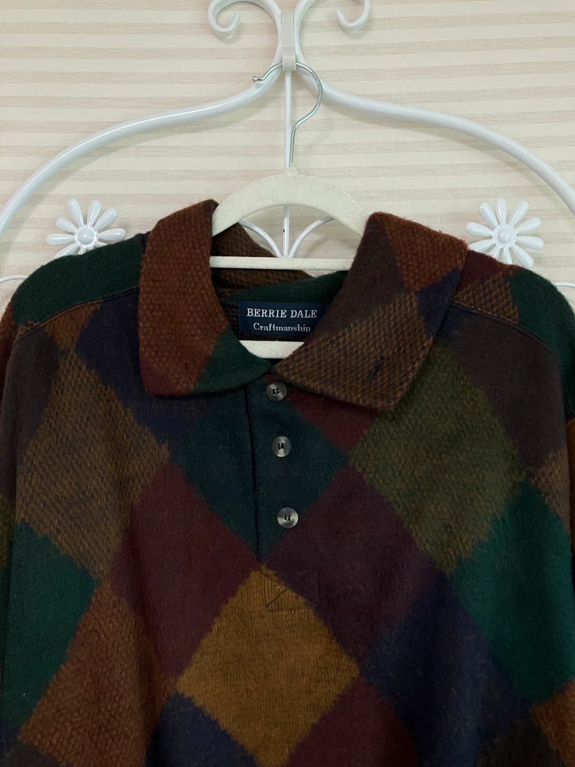 빈티지 퍼플 아가일 카라 니트 y2k 스트릿 갸루 펑키 일본빈티지575  상품이미지4