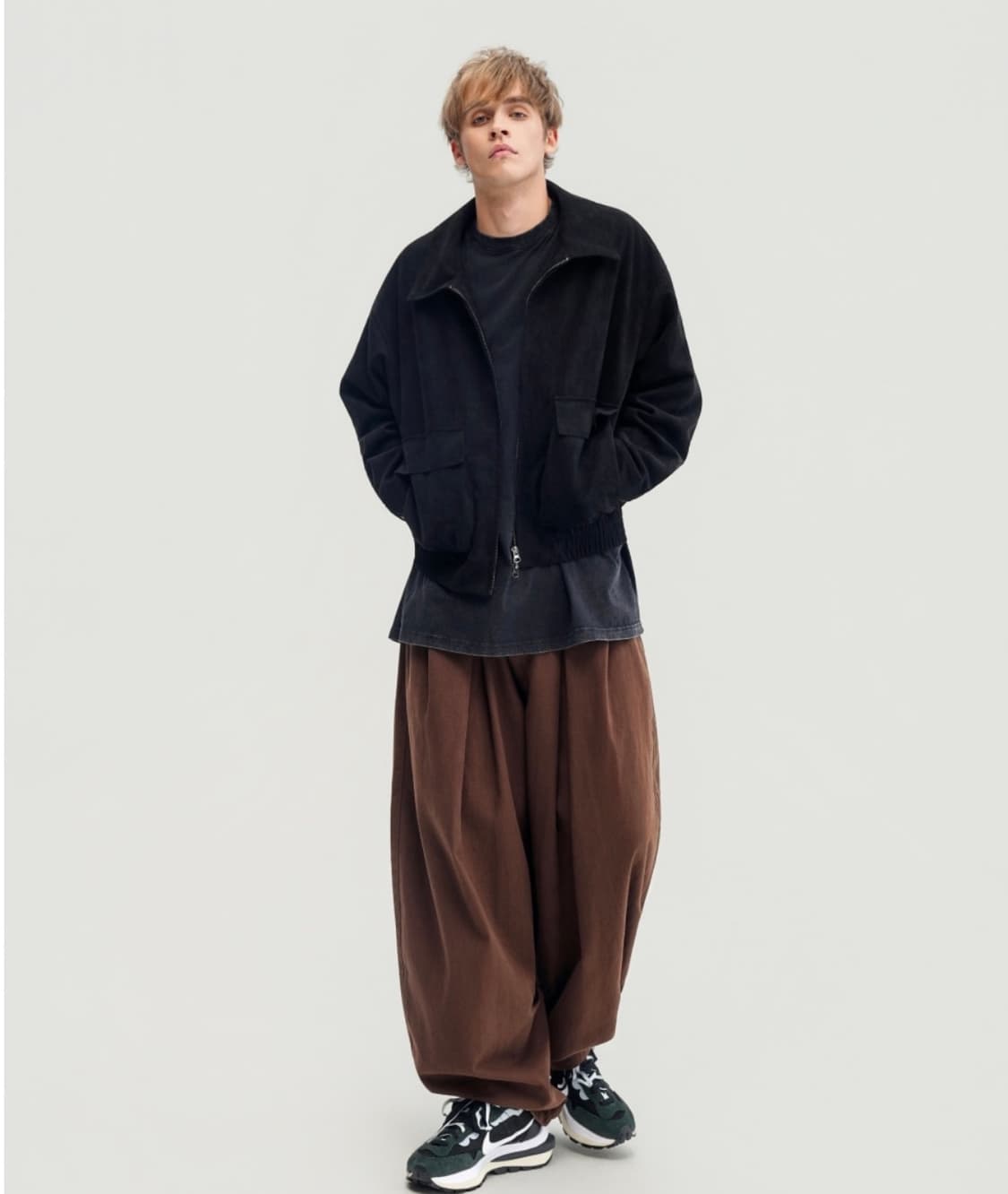 [M] 버클다운 인버티드 턱 벌룬핏 와이드 코튼 팬츠 상품이미지7