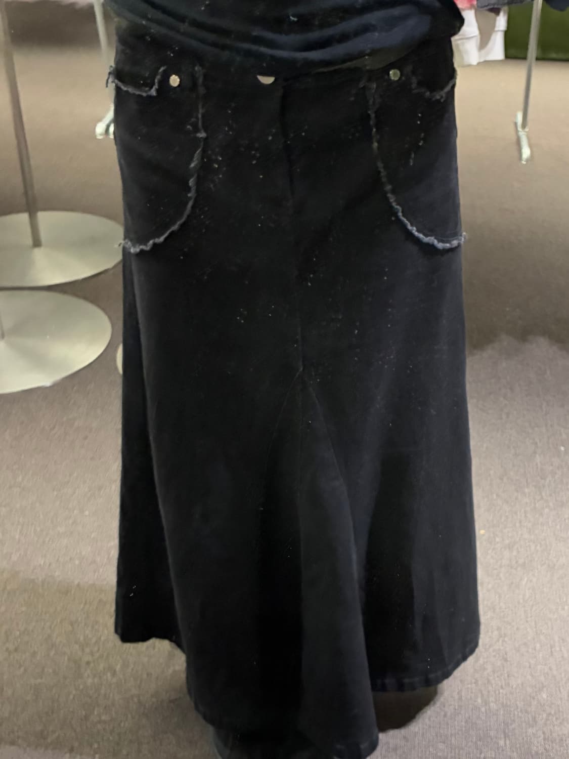 M)Japanese vintage 여성 데미지 디테일 흑청 롱 스커트 상품이미지2