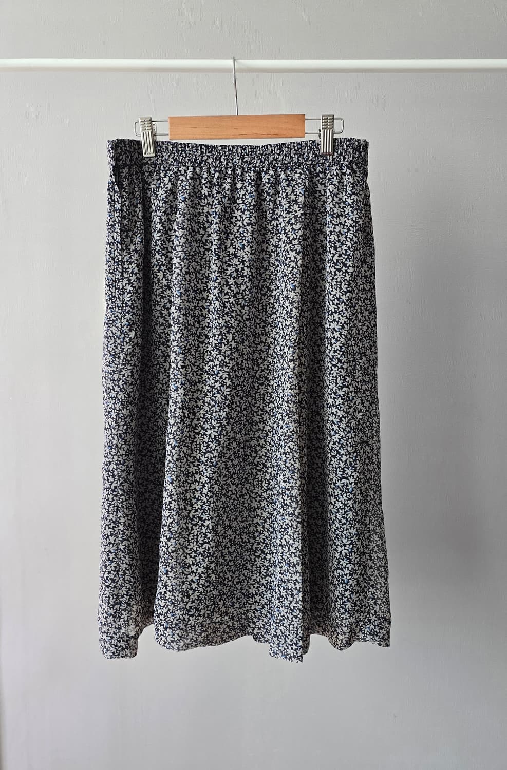 빈티지 네이비 플라워 버튼 스커트 상품이미지5