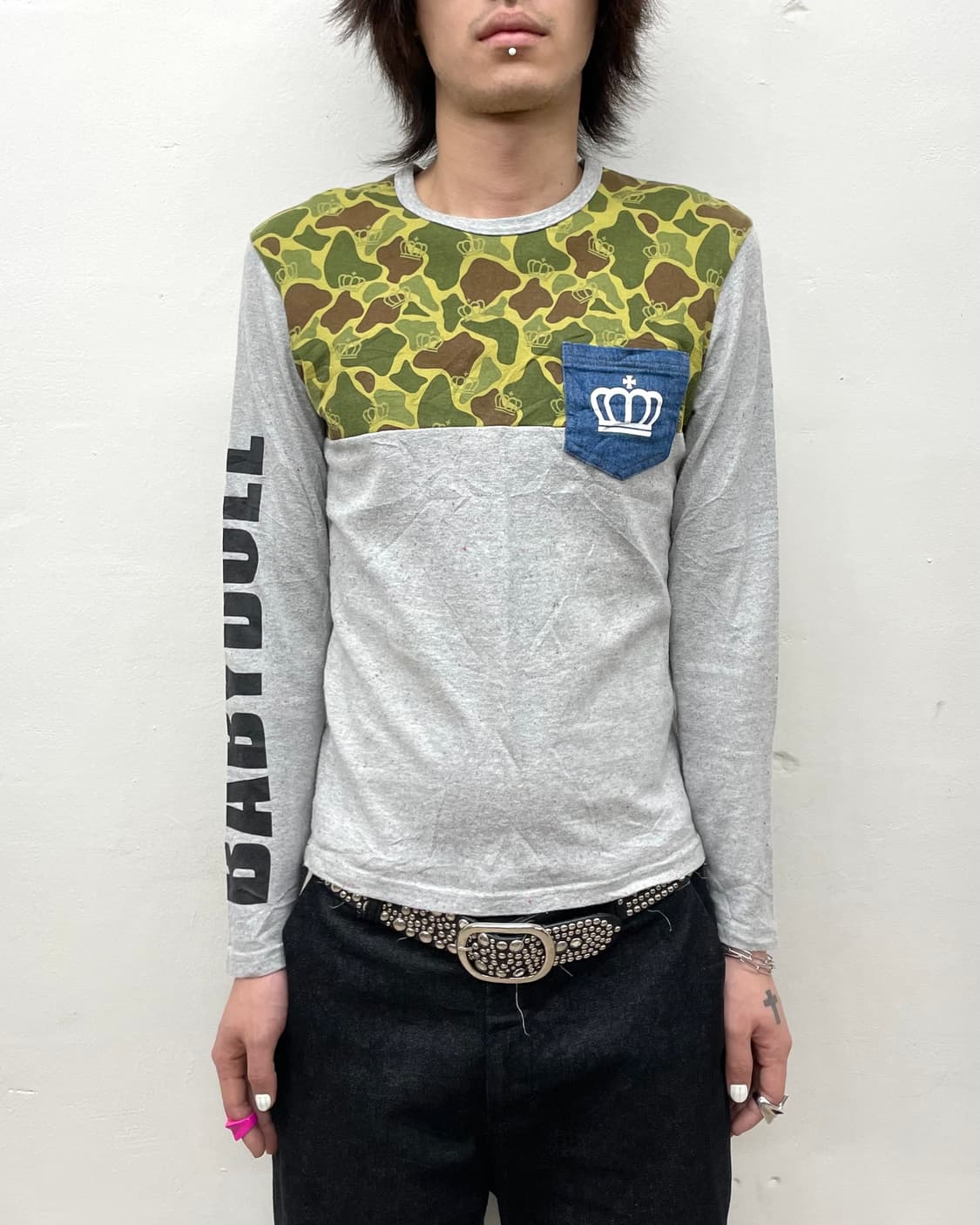Baby doll camouflage denim pocket sleeve 상품이미지1