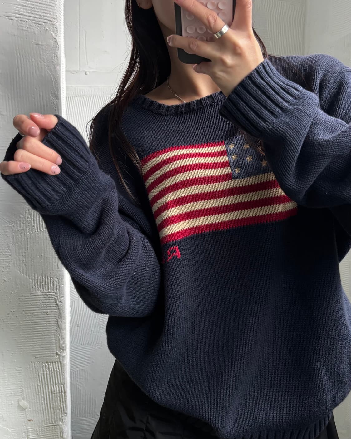 Polo 폴로 랄프로렌 신형 성조기자수 네이비컬러 크루넥 니트 상품이미지8