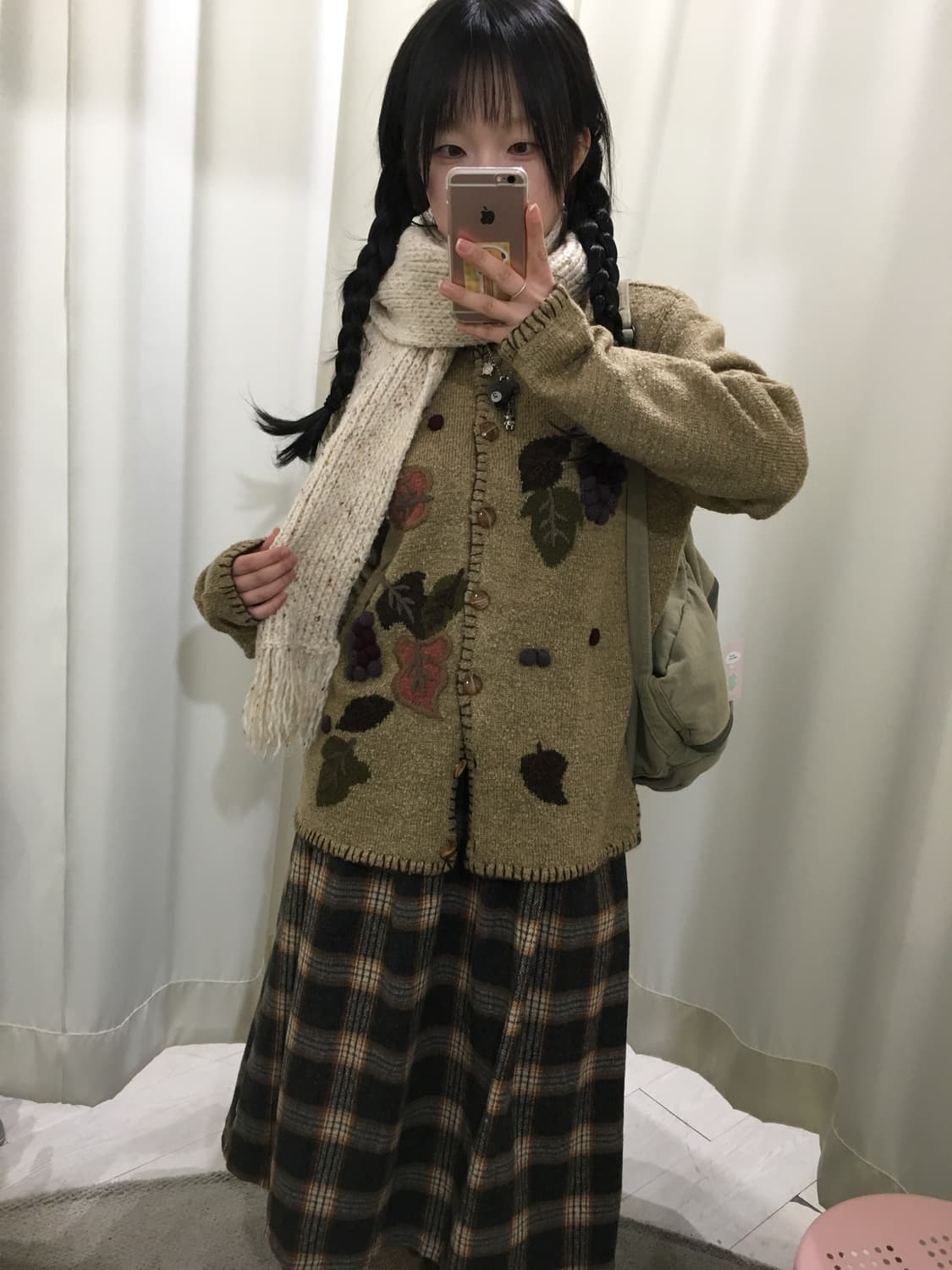 Caramel check skirt 상품이미지5