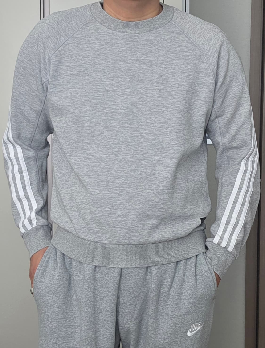 아디다스 삼선 맨투맨 롱슬리브 라운드 셔츠 라이트 그레이(M)100 상품이미지6